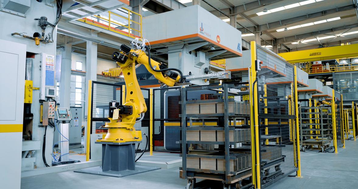 Robotic handling equipment in a partner-factory silica brick production area